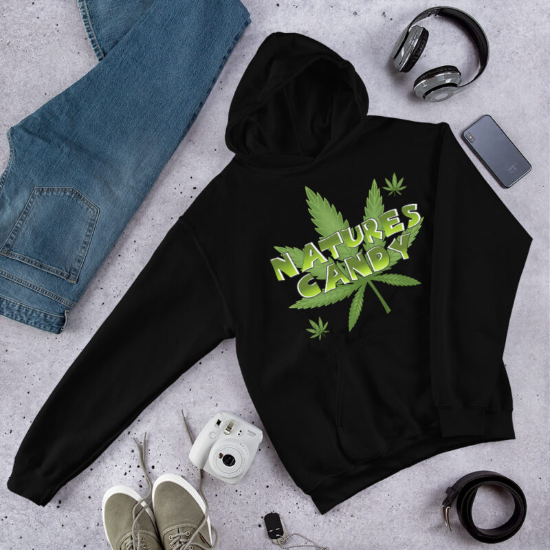 Nature’s Candy text and Leaf Hoodie