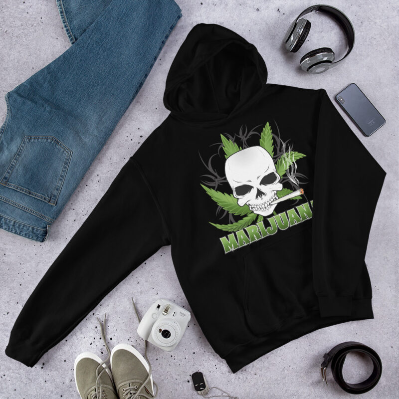 Tribal Skull Smoking with Leaf Hoodie