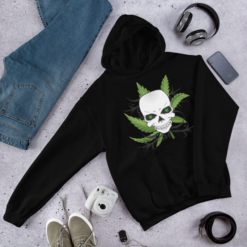 Skull with Leaf and Tribal Hoodie