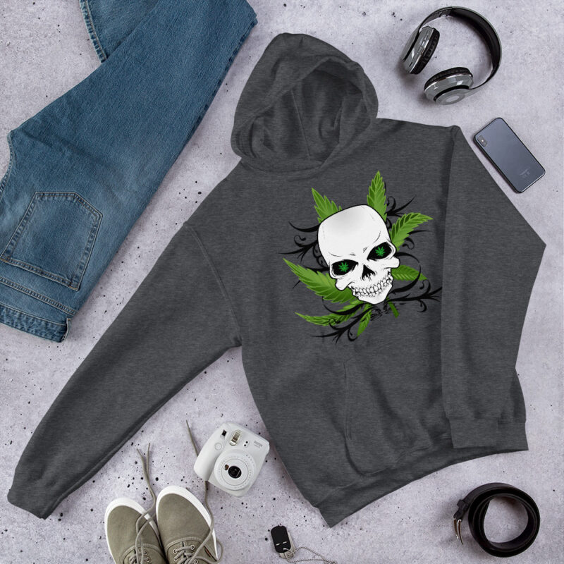 Skull with Leaf and Tribal Hoodie - Image 2