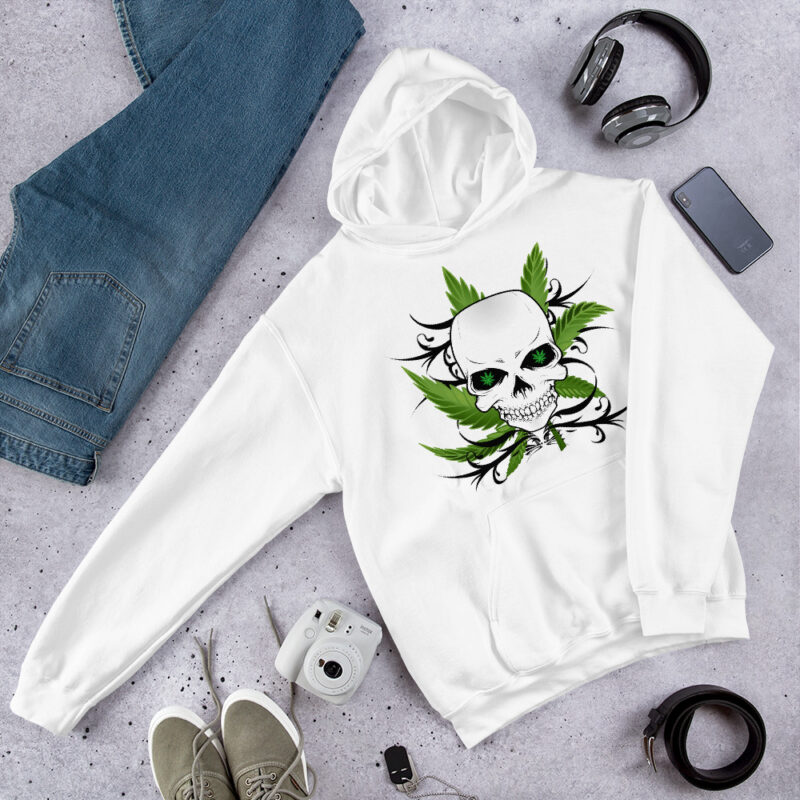 Skull with Leaf and Tribal Hoodie - Image 3