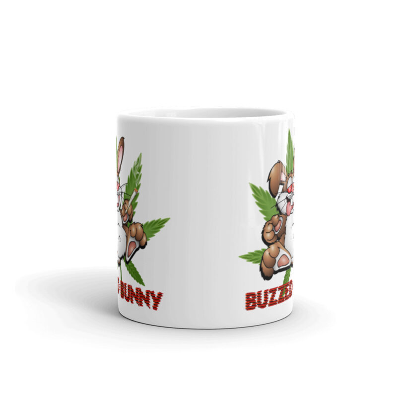 Buzzed Bunny White glossy mug - Image 4