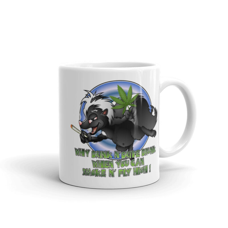 Why Drink and Drive When You Can Smoke and Fly High White glossy mug - Image 2