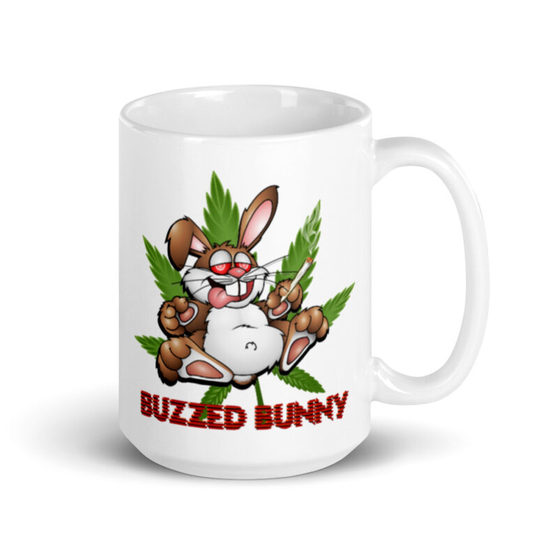 Buzzed Bunny White glossy mug