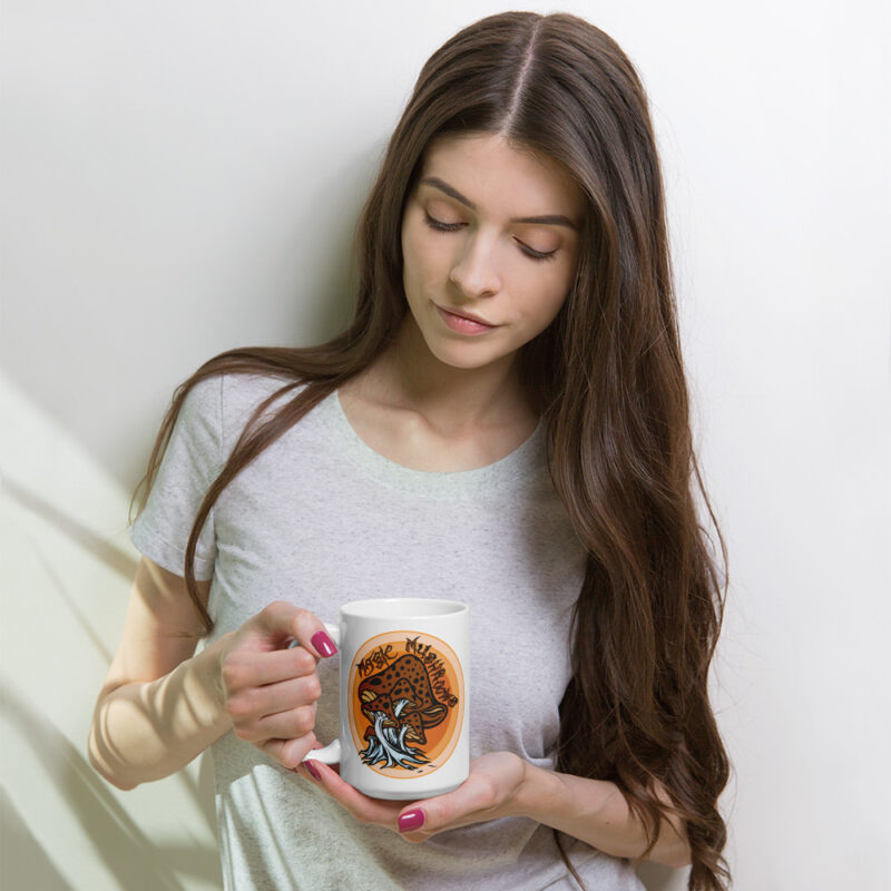 Magic Mushrooms White glossy mug