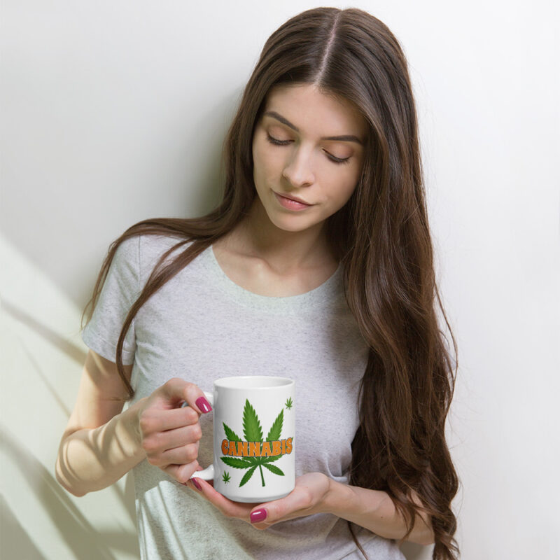 Cannabis with Leaf White glossy mug